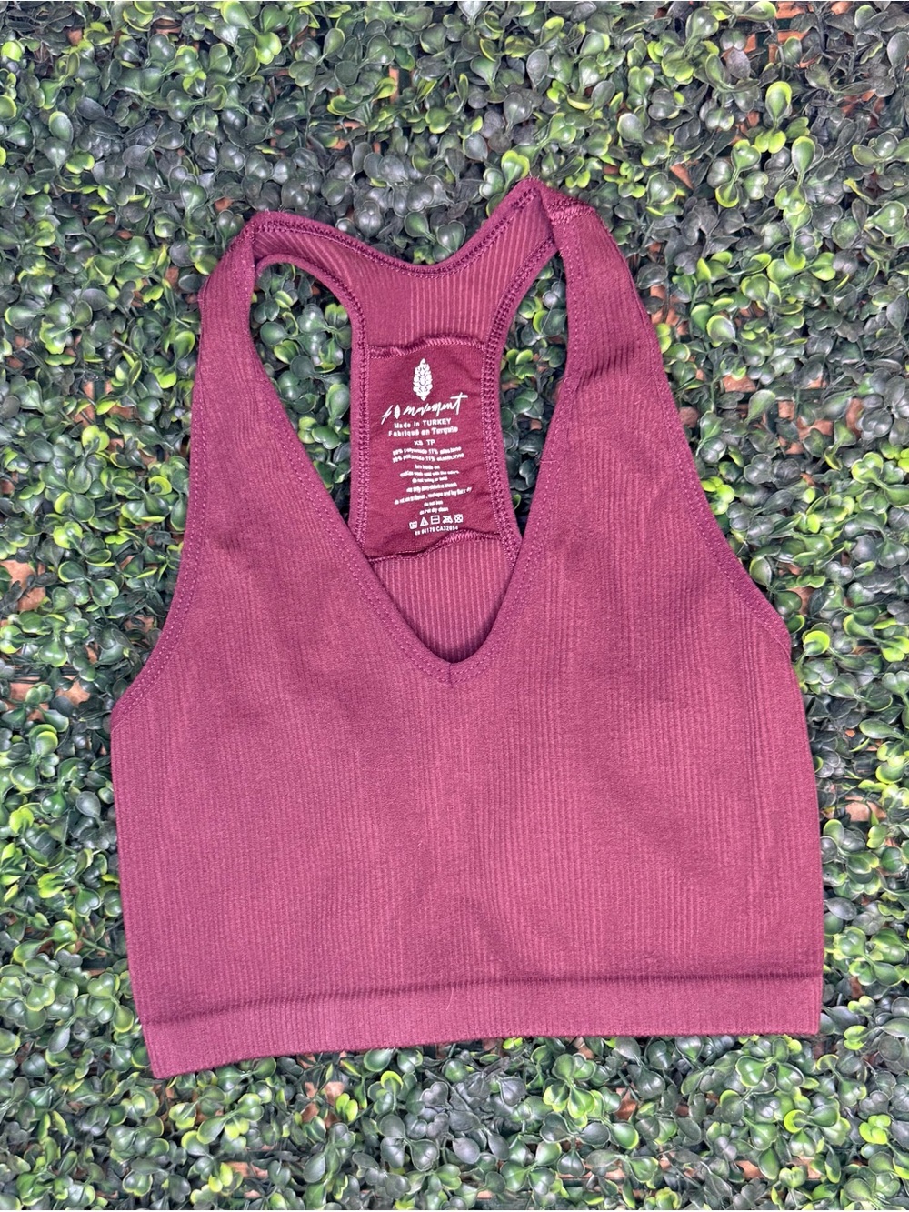 FP Movement Free People Burgundy Ribbed Racerback Sports Bra XS